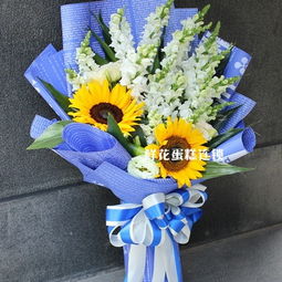2枝向日葵9枝金鱼草 2枝向日葵9枝金鱼草哪里买 2枝向日葵9枝金鱼草代表什么意思 ,鲜花蛋糕连锁