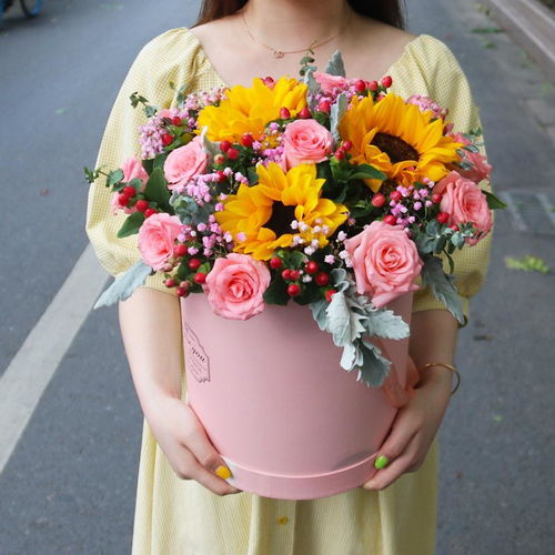广州绣球手提花篮抱抱桶鲜花速递同城海珠越秀天河番禺生日送花店